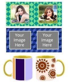Buy Abstract Design Both Side Printed | Custom Dual Tone Yellow | Ceramic Coffee Mug