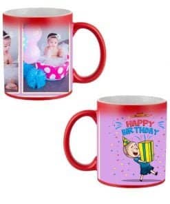 Buy Custom Printed Both Side | Happy Birthday Gift Box Design Red Magic Mug | Ceramic Coffee Mug For Gift