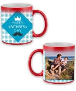 Buy Custom Printed Both Side | Happy Father Day Design Red Magic Mug | Ceramic Coffee Mug For Gift