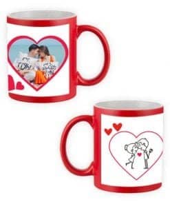 Buy Custom Printed Both Side | Hearts and Roses Design Red Magic Mug | Ceramic Coffee Mug For Gift