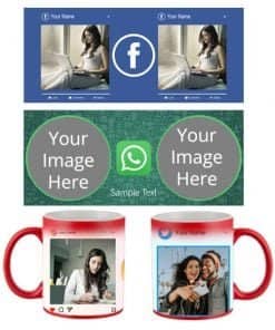 Buy Custom Printed Both Side | Social Media Design Red Magic Mug | Ceramic Coffee Mug For Gift