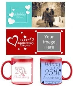 Buy Custom Printed Both Side | Anniversary Design Red Magic Mug | Ceramic Coffee Mug For Gift