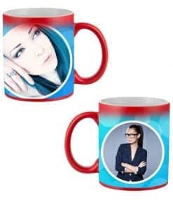 Buy Custom Printed Both Side | Blue Circles Design Red Magic Mug | Ceramic Coffee Mug For Gift