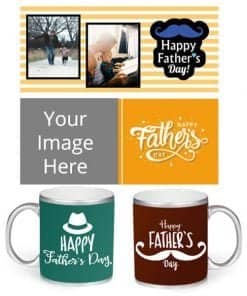 Buy Fathers Day Design Custom Silver | HD Printed Both Side | Ceramic Coffee Mug For Gift