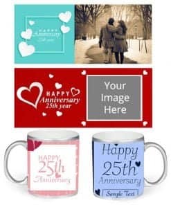 Buy Anniversary Design Custom Silver | HD Printed Both Side | Ceramic Coffee Mug For Gift