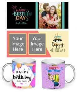 Buy Birthday Design Custom Silver | HD Printed Both Side | Ceramic Coffee Mug For Gift