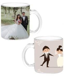 Buy Married Couple Design Transparent Clear | Custom Printed Both Side | Ceramic Coffee Mug For Gift