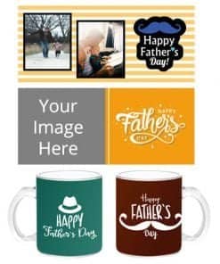 Buy Fathers Day Design Transparent Frosted | Custom Printed Both Side | Ceramic Coffee Mug For Gift