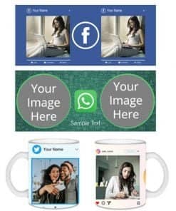 Buy Social Media Design Transparent Frosted | Custom Printed Both Side | Ceramic Coffee Mug For Gift