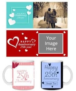 Buy Anniversary Design Transparent Frosted | Custom Printed Both Side | Ceramic Coffee Mug For Gift