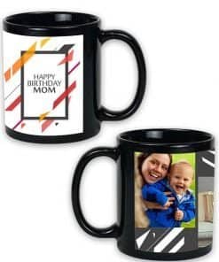 Buy Happy Birthday Abstract Design Custom Black | Dual Tone Printed Both Side | Ceramic Coffee Mug For Gift