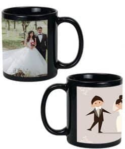 Buy Married Couple Design Custom Black | Dual Tone Printed Both Side | Ceramic Coffee Mug For Gift