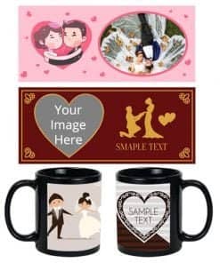 Buy Wedding Design Custom Black | Dual Tone Printed Both Side | Ceramic Coffee Mug For Gift
