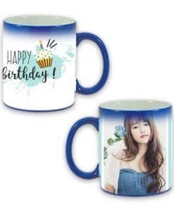 Buy Custom Printed Both Side | Happy Birthdays Design Blue Magic Mug | Ceramic Coffee Mug For Gift