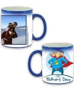 Buy Custom Printed Both Side | Happy Fathers Day Design Blue Magic Mug | Ceramic Coffee Mug For Gift
