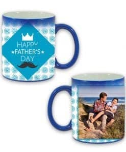 Buy Custom Printed Both Side | Happy Father Day Design Blue Magic Mug | Ceramic Coffee Mug For Gift