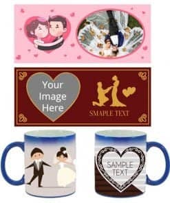 Buy Custom Printed Both Side | Wedding Design Blue Magic Mug | Ceramic Coffee Mug For Gift
