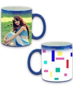 Buy Custom Printed Both Side | Colorful Lines Design Blue Magic Mug | Ceramic Coffee Mug For Gift