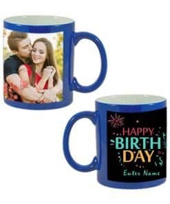 Buy Custom Printed Both Side | Firecrackers and Birthday Design Blue Magic Mug | Ceramic Coffee Mug For Gift