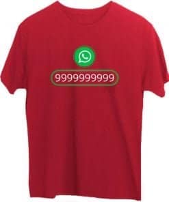 Buy WhatsApp Number & Logo Design T-Shirt | Personalized Red Short Sleeve Men’s Cotton Tee Shirt