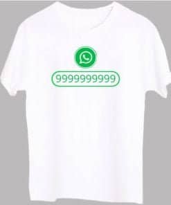 Buy WhatsApp Number White Logo T-Shirt Design |  Personalized Short Sleeve Men Cotton Shirt