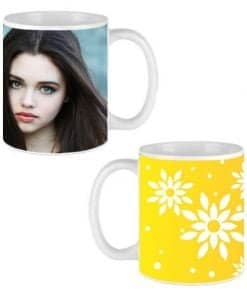 Yellow Flowers Design Custom White Ceramic Mug