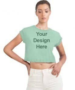 Buy Mint Green Custom Crop Top | Women’s Round Neck Short Sleeve | Printed Cotton T-Shirt