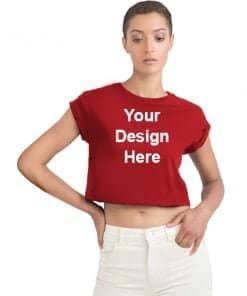 Buy Red Custom Crop Top | Women’s Round Neck Short Sleeve | Printed Cotton T-Shirt