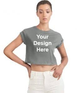 Buy Grey Custom Crop Top | Women’s Round Neck Short Sleeve | Printed Cotton T-Shirt