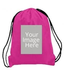 Custom Pink Photo Printed Drawstring Bag