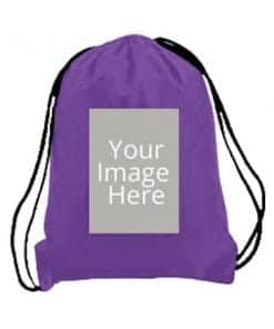 Custom Purple Printed Drawstring Bag