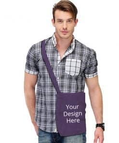 Buy Custom Purple Photo Printed Bag | Own/Business Design Stylish | Sling Side Bag W Logo