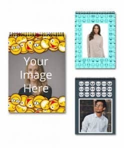 Buy Emoji Design Custom A5 Spiral Notepad | Own Design Photo Printed | Diary For Corporate Gift