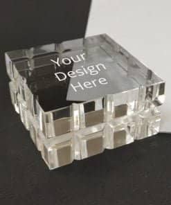 Square Design Engraved Crystal Paperweight