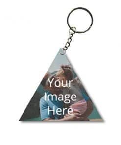 Triangle Shape 2 Side Photo Printed Keychain