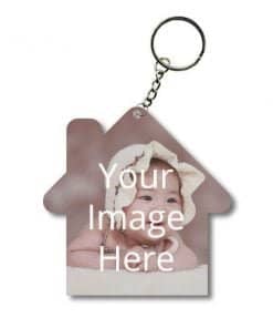 House Shape 2 Side Photo Printed Keychain
