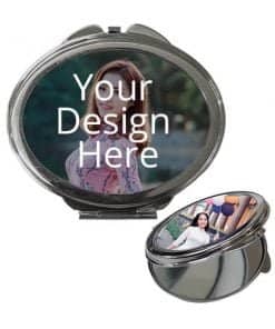 Buy Oval Shaped Custom Photo Printed Mirror | Own Design Pocket Makeup | Portable Gift For Loves Ones