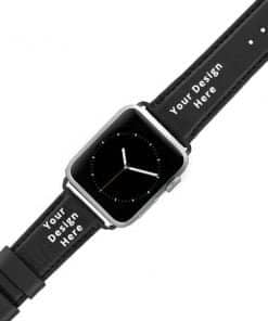 Custom Black Engraved Leather Strap Watch