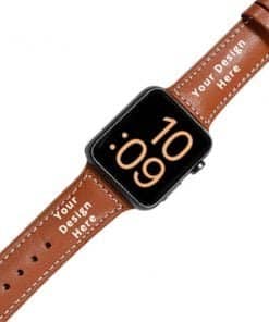 Buy Custom Brown Engraved Leather Strap Watch | Own Design Stainless Steel | Casual Wristwatches for Men