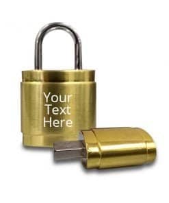 Buy Custom Lock Shape Metal Logo | Name Printing Unique 4-64GB | USB Gift Pen Drive